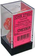 Chessex - Festive Dahlia/White Luminary 7pc - CHX27553